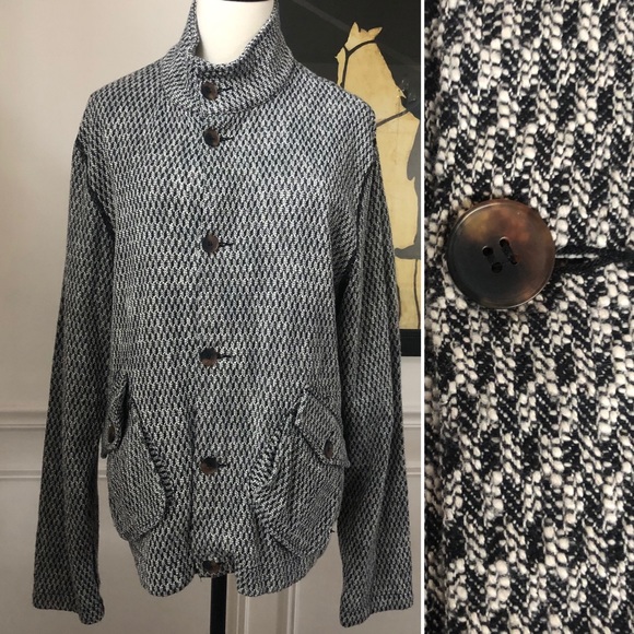 Billy Reid Alister Jacket Button Blk Wht Texture L - Picture 2 of 12